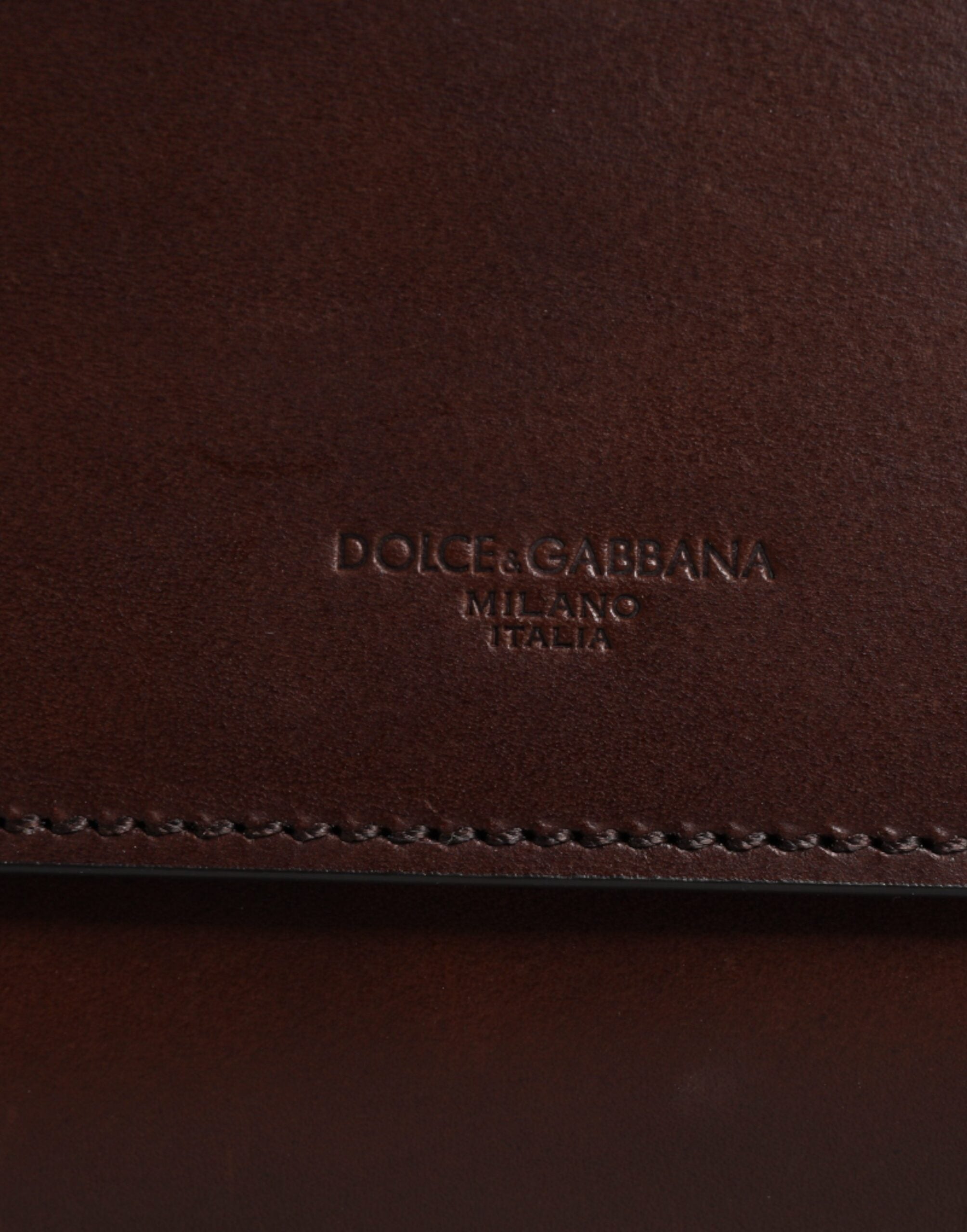 Dolce & Gabbana Braunes Leder mit Logo-Prägung Crossbody Bag